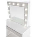 Dressing table with mirror Holwud, white, MDF/LED lights, H140x94x43cm
