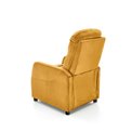 Recliner chair Helipe, mustard color velvet, H103-76x64x84-135cm, seat H48cm