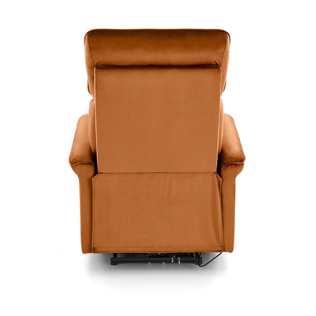 Electric recliner Hemiro, cinnamon color velvet, USB charging socket, W90-170x80cm, H92-108cm, seat H46cm
