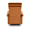 Electric recliner Hemiro, cinnamon color velvet, USB charging socket, W90-170x80cm, H92-108cm, seat H46cm