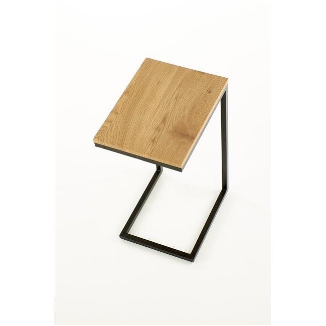 Side table Hisan, black/oak color, MDF/steel, H60x40x30cm