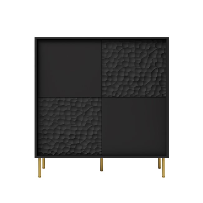 Sideboard Haulet, black/gold color, H105x100x41cm
