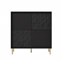 Sideboard Haulet, black/gold color, H105x100x41cm