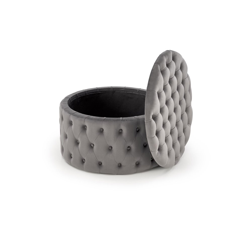 Пуф с ящиком для хранения Hunez, серый бархат, D70см, H40см