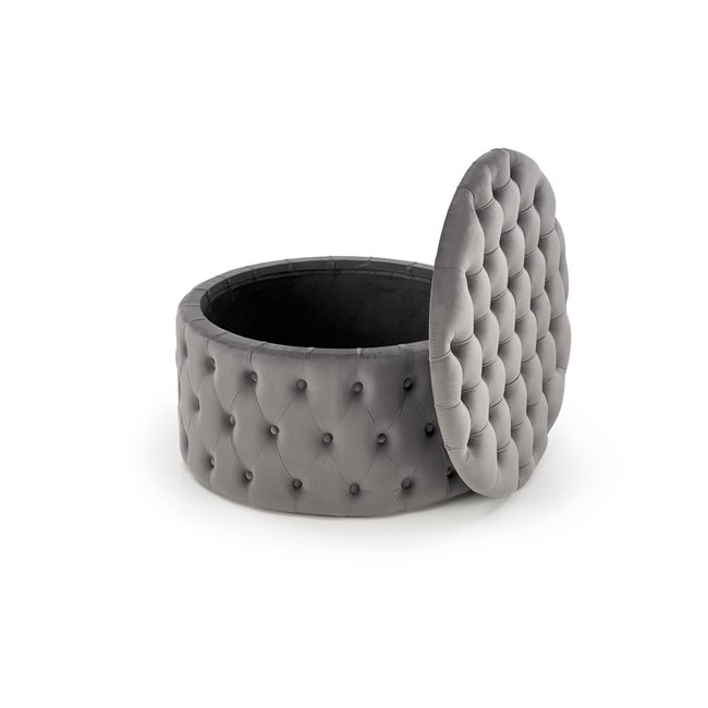 Пуф с ящиком для хранения Hunez, серый бархат, D70см, H40см