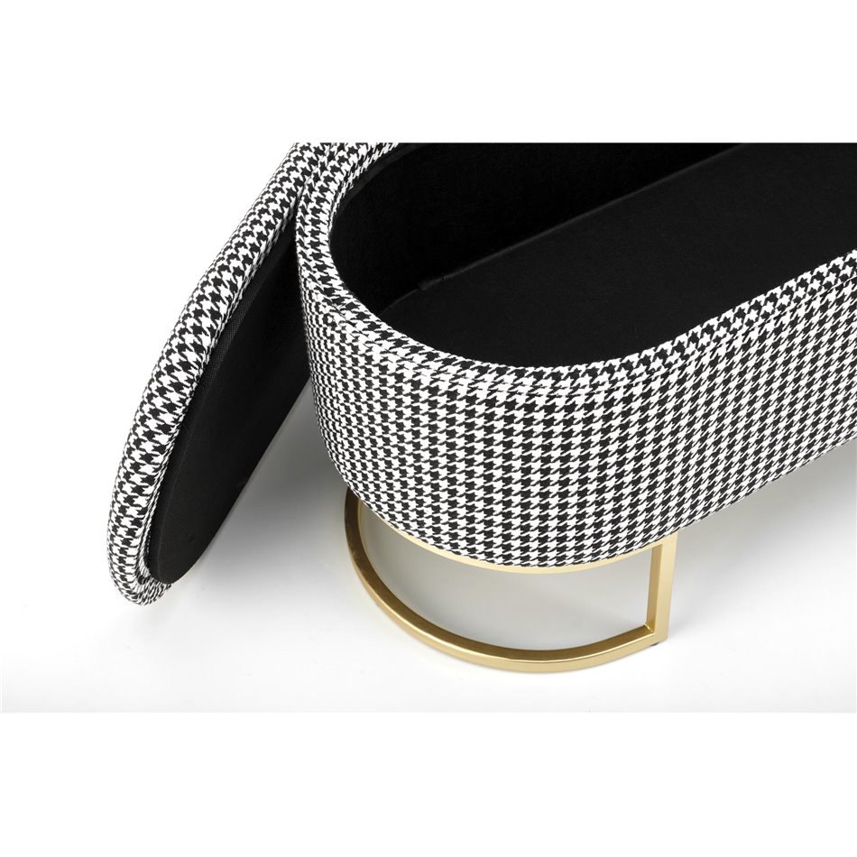 Bench with storage box Harmo, black/white/gold, H42x40x105cm