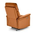 Electric recliner Hemiro, cinnamon color velvet, USB charging socket, W90-170x80cm, H92-108cm, seat H46cm