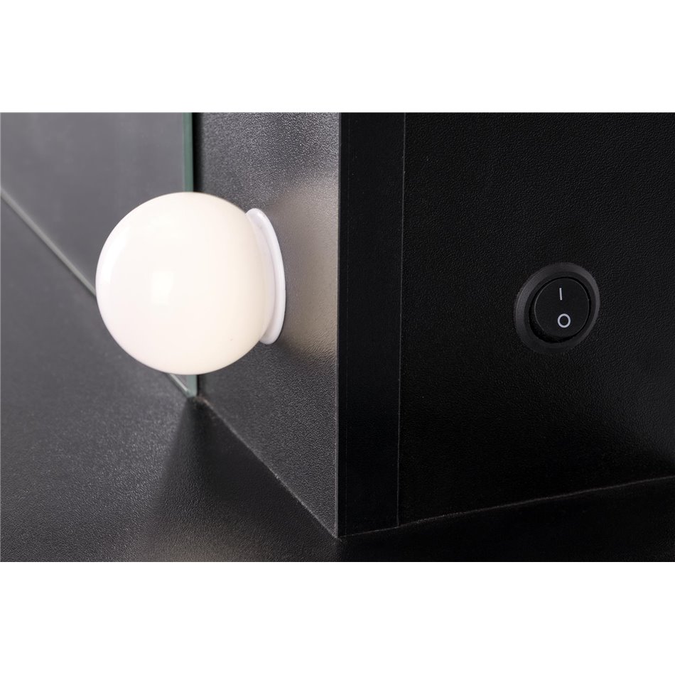 Dressing table with mirror Holwud, black, MDF/LED lights, H140x94x43cm