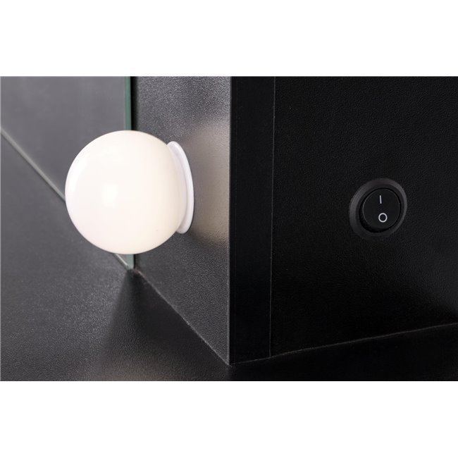 Dressing table with mirror Holwud, black, MDF/LED lights, H140x94x43cm