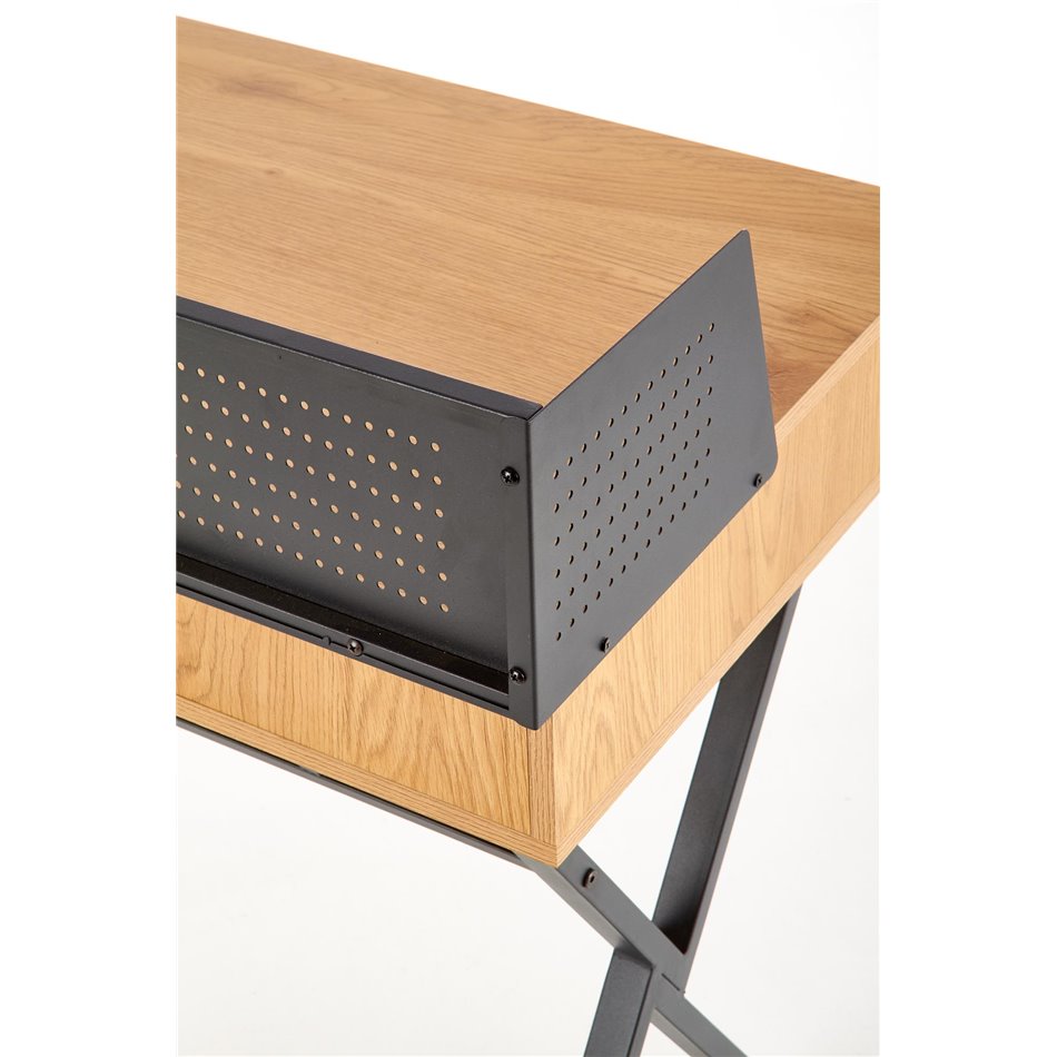 Desk Hexdrin, golden oak/black, MDF/steel,  H90x110x51cm