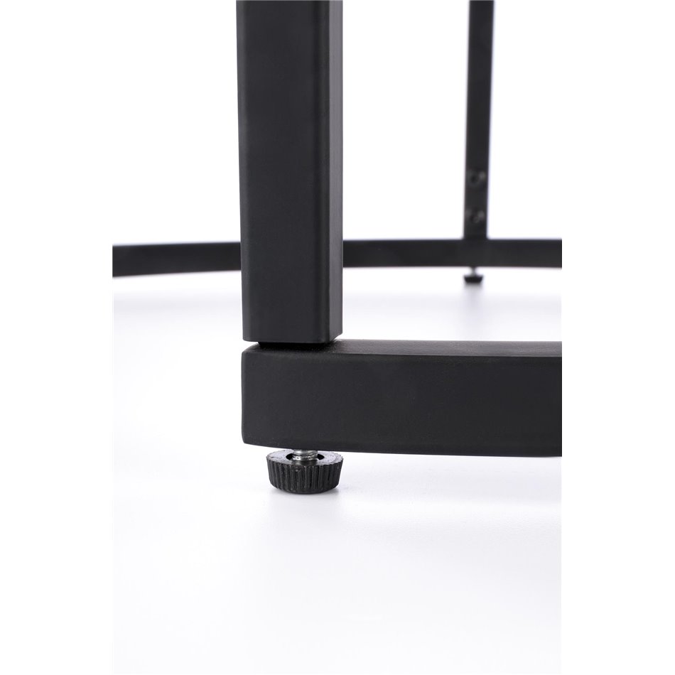 Coffee table set Horeo, 2 pcs, walnut/black color, MDF/steel, D53cm, H45cm / D43cm, H35cm