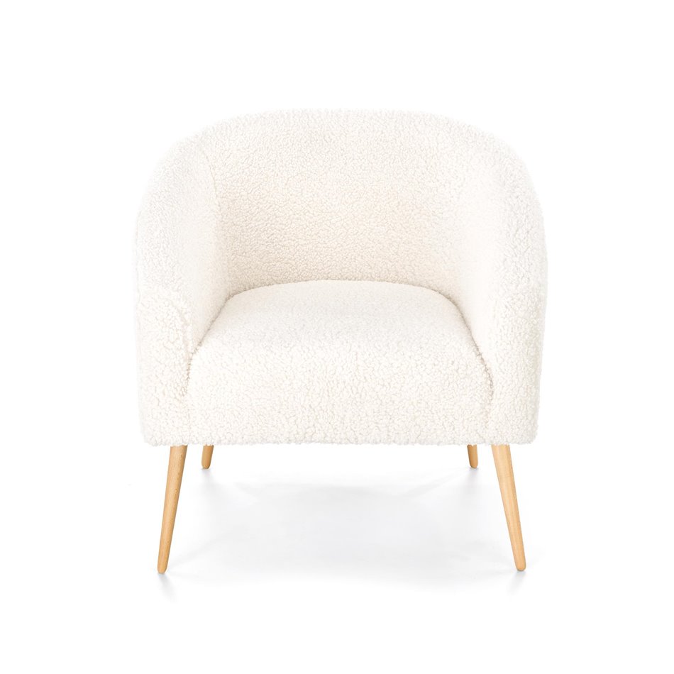 Lounge chair Hrifonetti-W, cream color boucle fabric, H78x67x77cm, seat H45cm