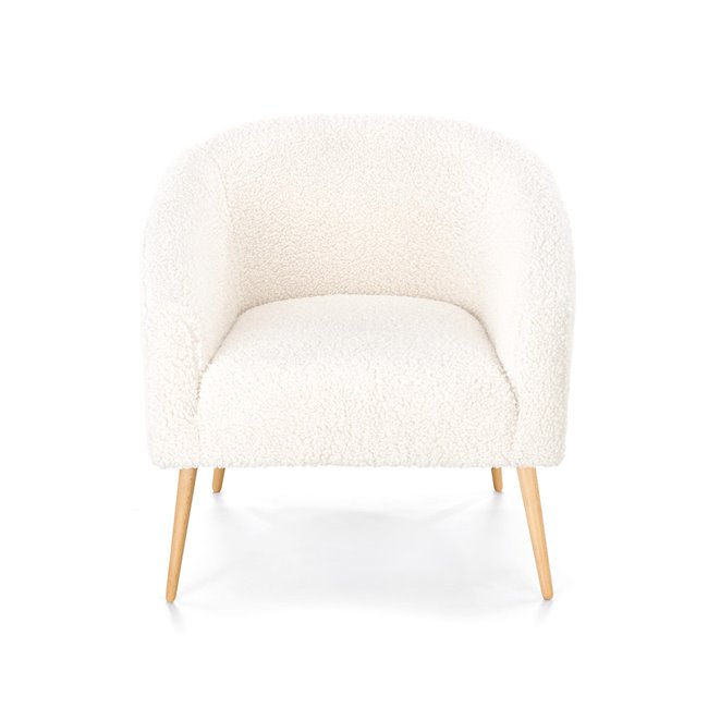 Lounge chair Hrifonetti-W, cream color boucle fabric, H78x67x77cm, seat H45cm