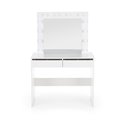 Dressing table with mirror Holwud, white, MDF/LED lights, H140x94x43cm