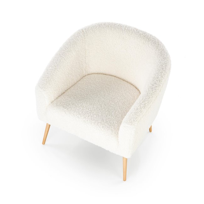 Lounge chair Hrifonetti-W, cream color boucle fabric, H78x67x77cm, seat H45cm