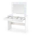 Dressing table with mirror Holwud, white, MDF/LED lights, H140x94x43cm