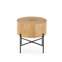 Side table Haroklyn, natural oak/black color, MDF/steel, D45cm, H45cm