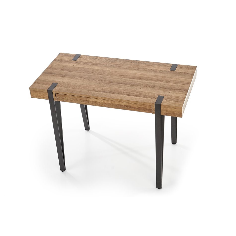 Desk Hesmara, black/walnut colors, MDF/steel,  H76x110x55cm