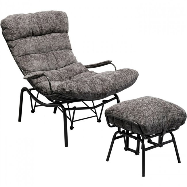 Armchair Vienna Swing and stool, gray color,105x83x52cm