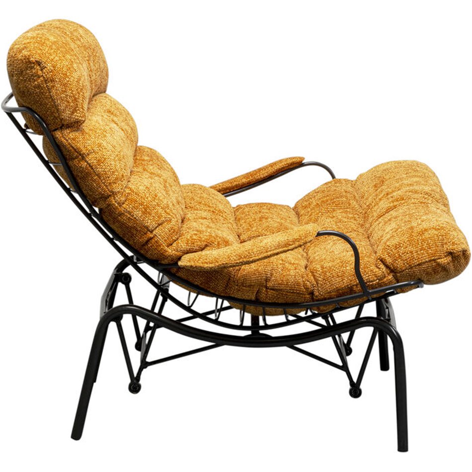 Armchair Vienna Swing and stool, yellow color, 105x83x52cm