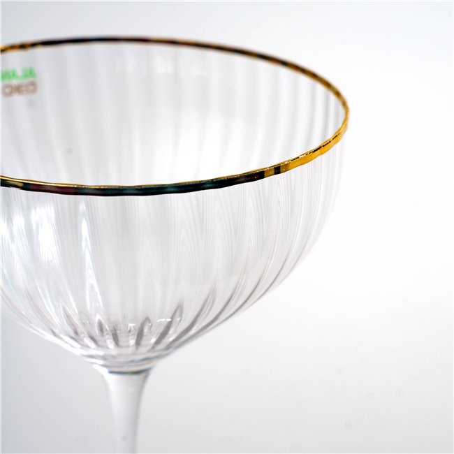 Champagne coupe Skatvik with gold rim, 280ml, H19xD11cm