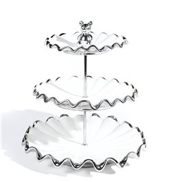 Decorative ceramic fruit plate Greisy,white/ sil,26x26x28.5c