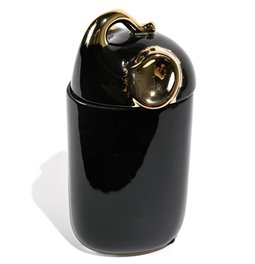 Decorative jar box Gabbo, black/gold,10x10x20cm