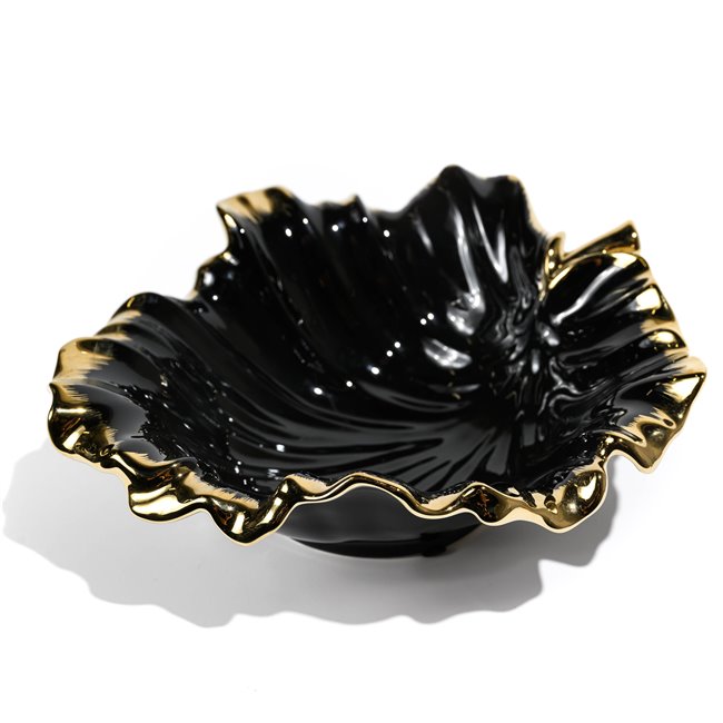 Decorat. ceramic fruit plate Garrel, black gold,26x24x9cm  