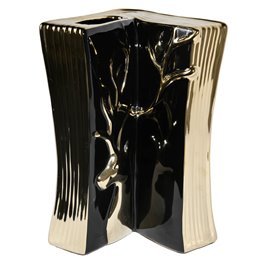 Vase  Grette, black/ gold, 15.5x15x23.5cm