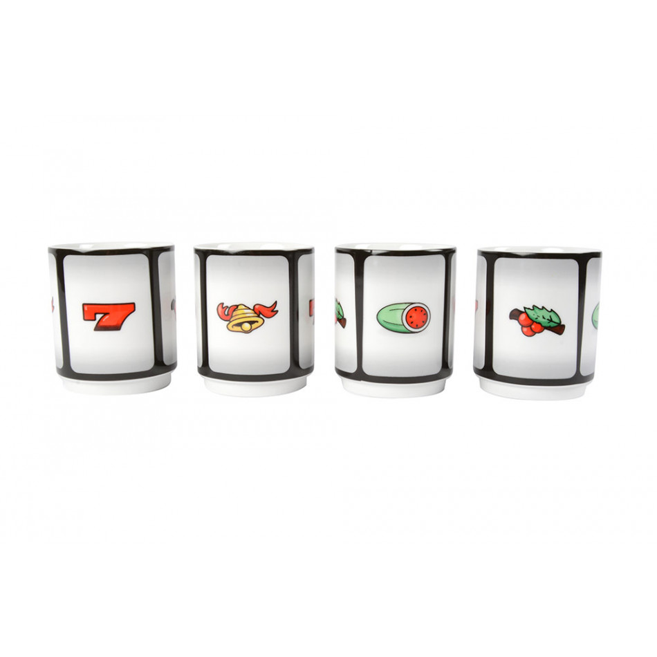 Mug set Gambling, 4 pieces, H-8.5cm, Ø-7cm