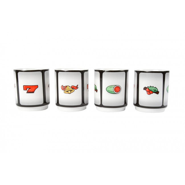 Mug set Gambling, 4 pieces, H-8.5cm, Ø-7cm
