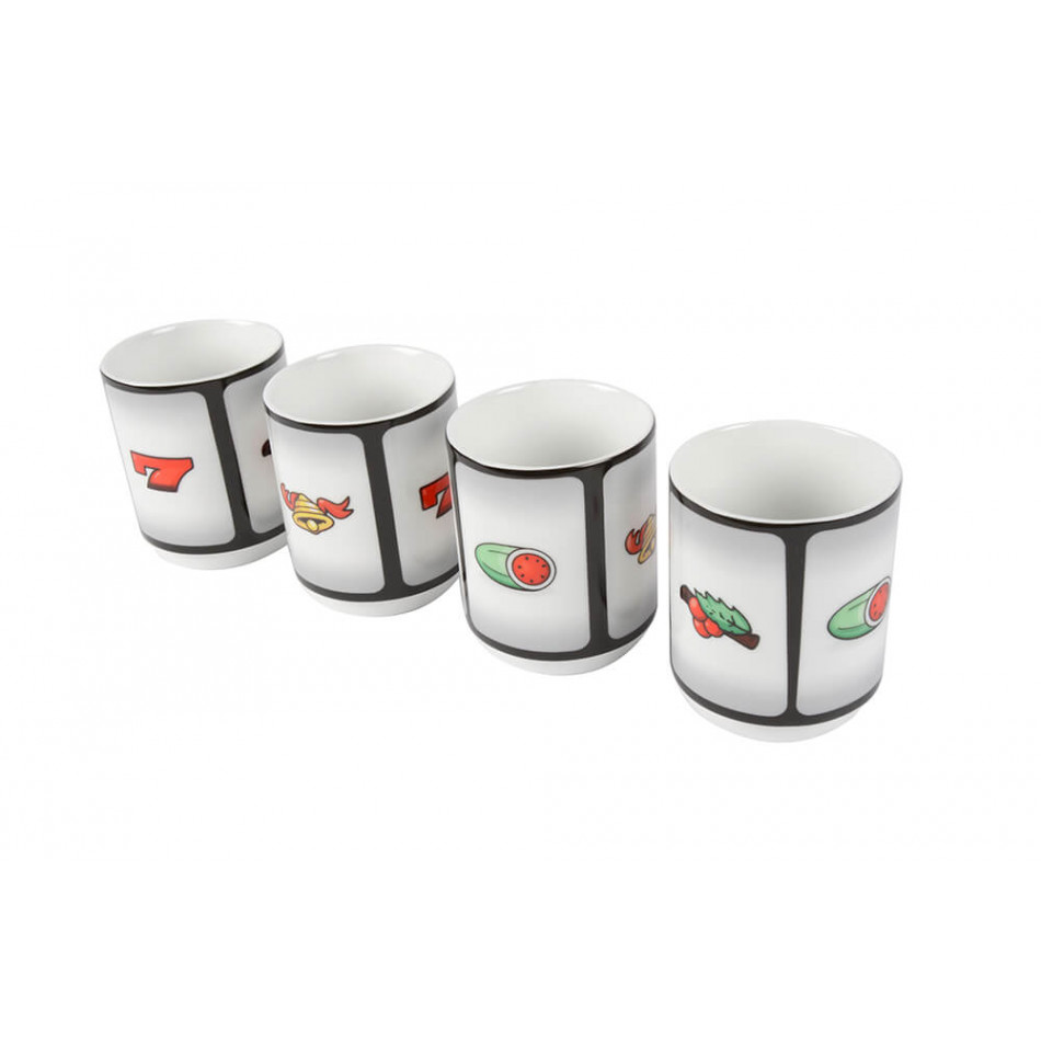 Mug set Gambling, 4 pieces, H-8.5cm, Ø-7cm