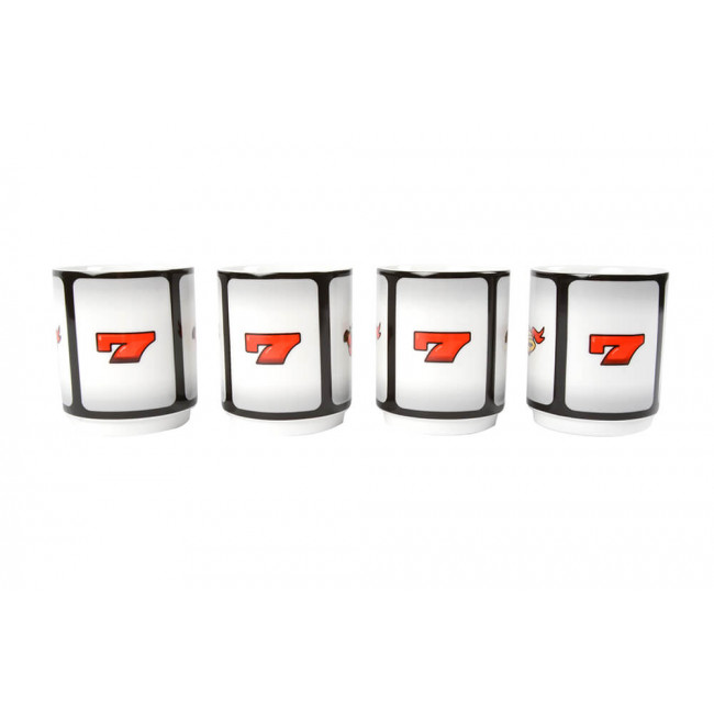 Mug set Gambling, 4 pieces, H-8.5cm, Ø-7cm