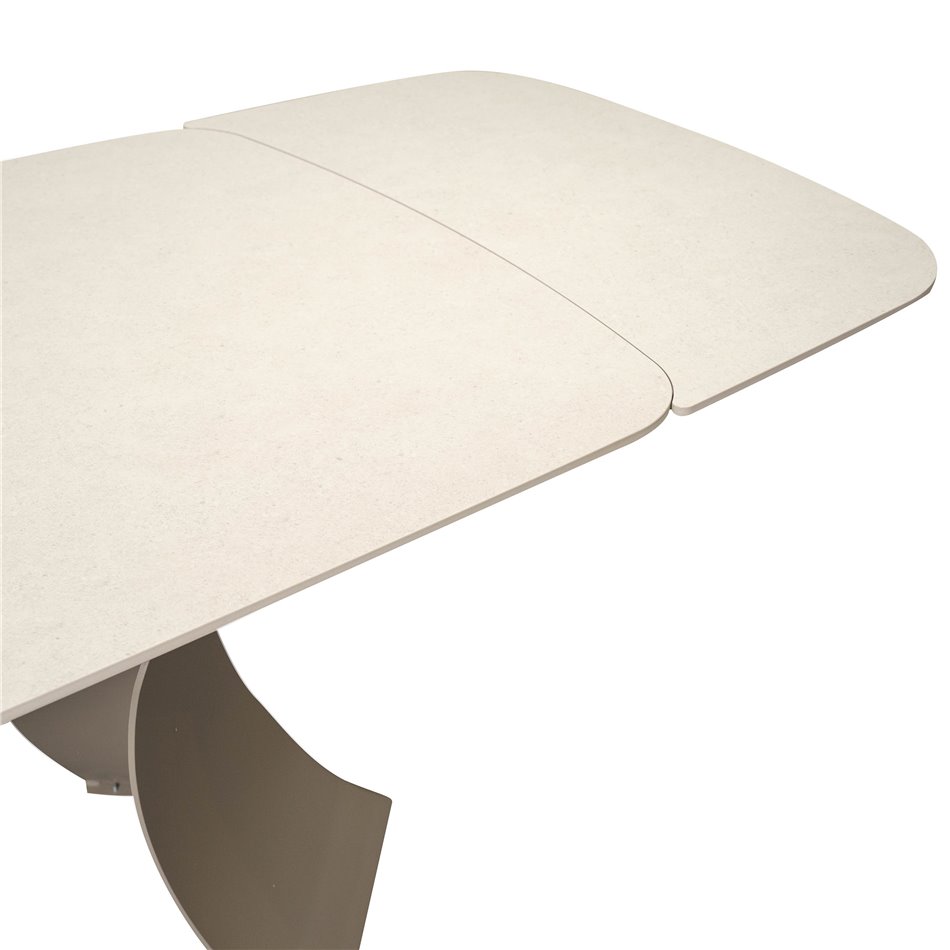 Раздвижной обеденный стол Raita 031, спеченный камень/металл, кремовый цвет, 160-240x90cm H75cm