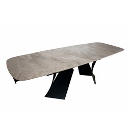 Ištraukiamas pietų stalas Raita C6, sukepintas akmuo/ metalas, 160-240x90cm H75cm