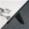 Extendable dining table Reibeka 017, sintered stone/metal, white, 160-276x90cm H75cm