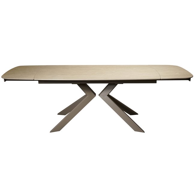 Extendable dining table Rigena 019, sintered stone/metal, brown, 160-240x90cm H75cm