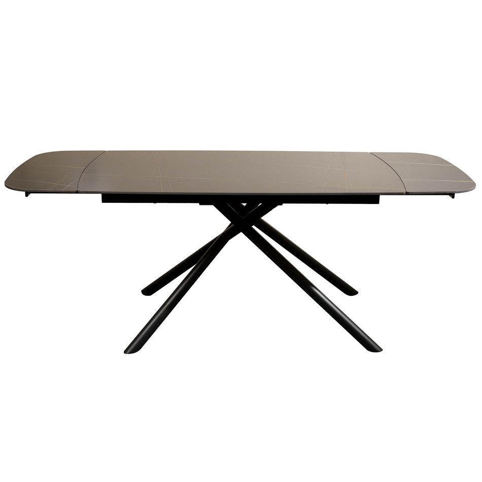 Раздвижной обеденный стол Roberta 002, спеченный камень/металл, черный, 140-200x80cm H75cm