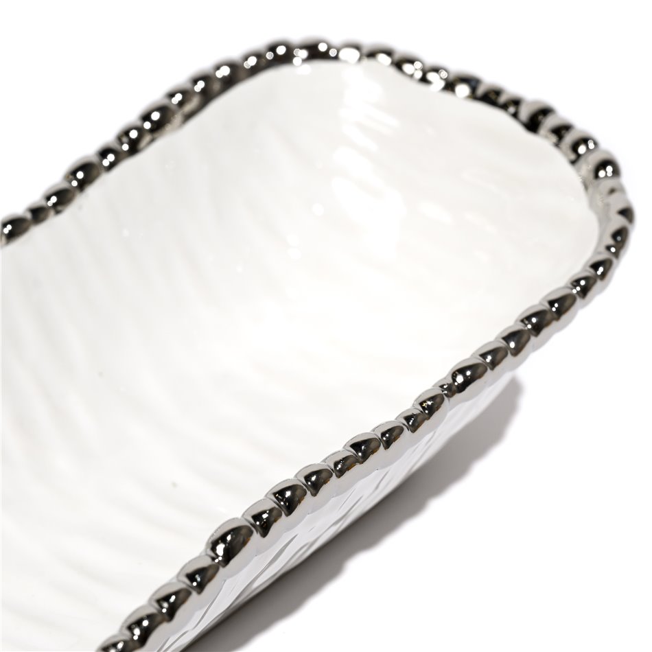 Декоративное блюдо Галла, цвет белый/серебро, 34х10,5х6,5см.