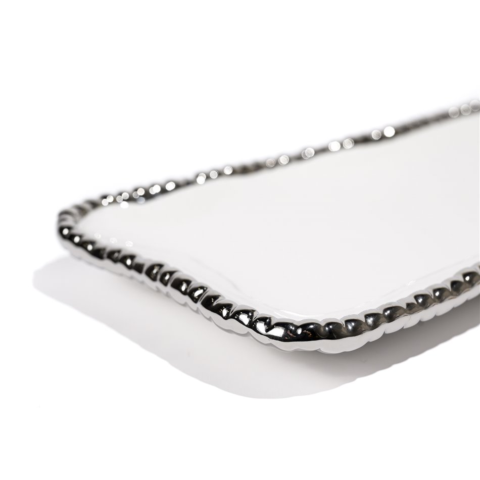 Ceramic fruit plate Gavi 2, white gold color, 25.5x13x2.5cm