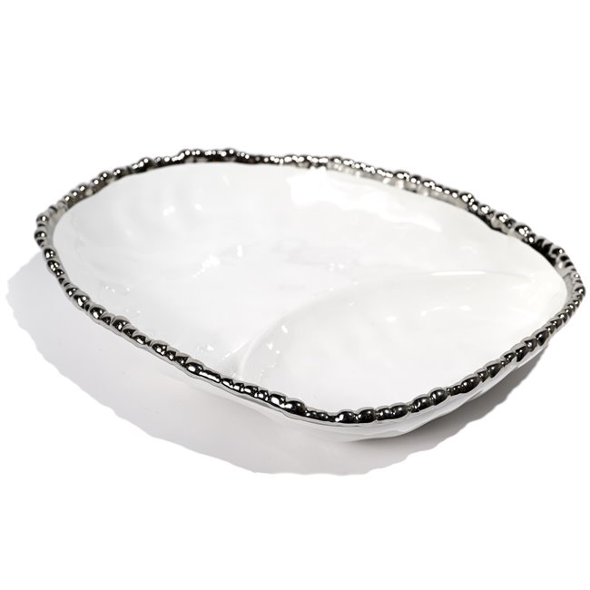 Декоративное блюдо Wioletta, цвет белый/серебристый, 29x24x6см