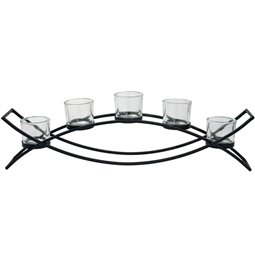 Candle holder with 5 glass, metal, 54x8cm