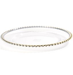 Decorative dish with a border of gold-colored balls, D32cm