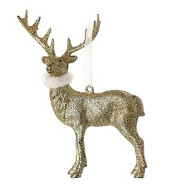 X-mas decor GLITTER DEER COLLAR HANG, H15x11x4cm