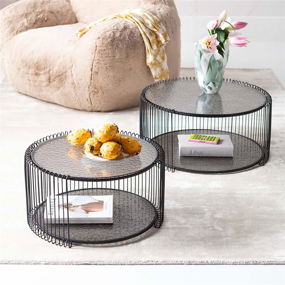 Side table set Wire Double Bubble, 2 pcs, black, H34xD70cm