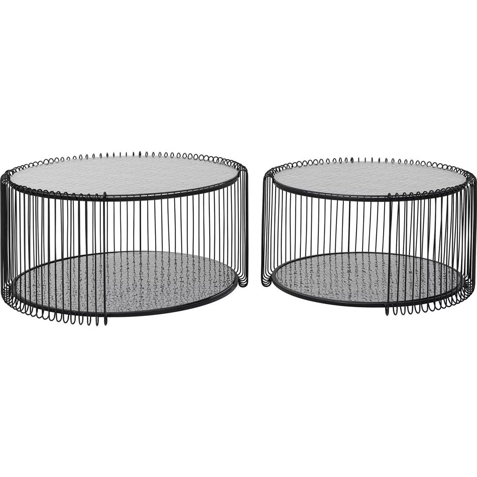 Side table set Wire Double Bubble, 2 pcs, black, H34xD70cm