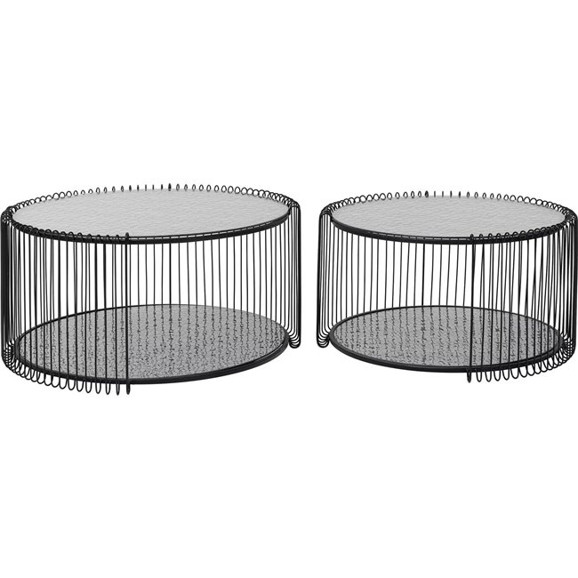 Side table set Wire Double Bubble, 2 pcs, black, H34xD70cm