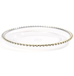 Decorative dish with a border of gold-colored balls, D32cm