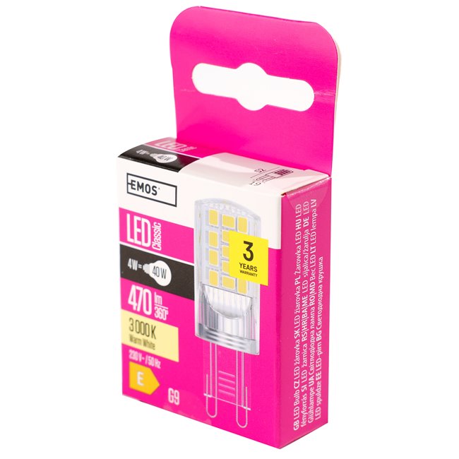 LED BulbWW warm white, G9 4W, 470lm, 3000K, H6x2x5cm