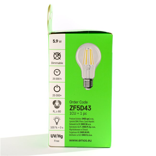 LED Bulb NW neutral white, E27 5.9W, 806lm, 4000K, H11x6x6cm